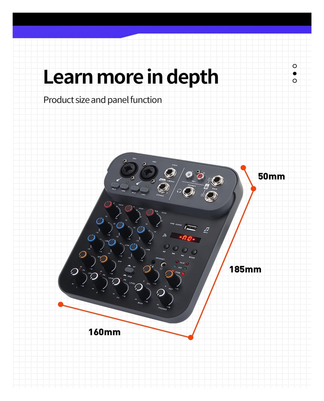 Mikser audio Fuluode T4 konsola miksowania dźwięku USB komputer nagrywający 48V zasilanie Phantom opóźnienie powtórzenia efekt 4 kanały USB