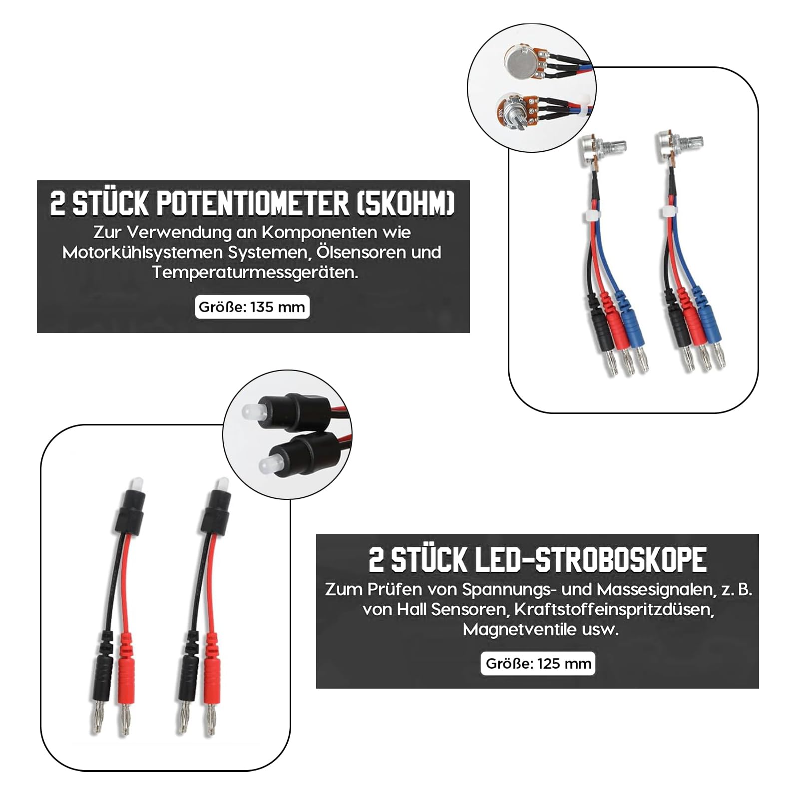 Cables Prueba Multímetro Kit, 92PCS Multímetro Cables de Prueba Set, Kit de Accesorios Puntas Tester para Automóvil y Eléctrico Digital Multifunción con Sondas, Banana y Pinzas Cocodrilo