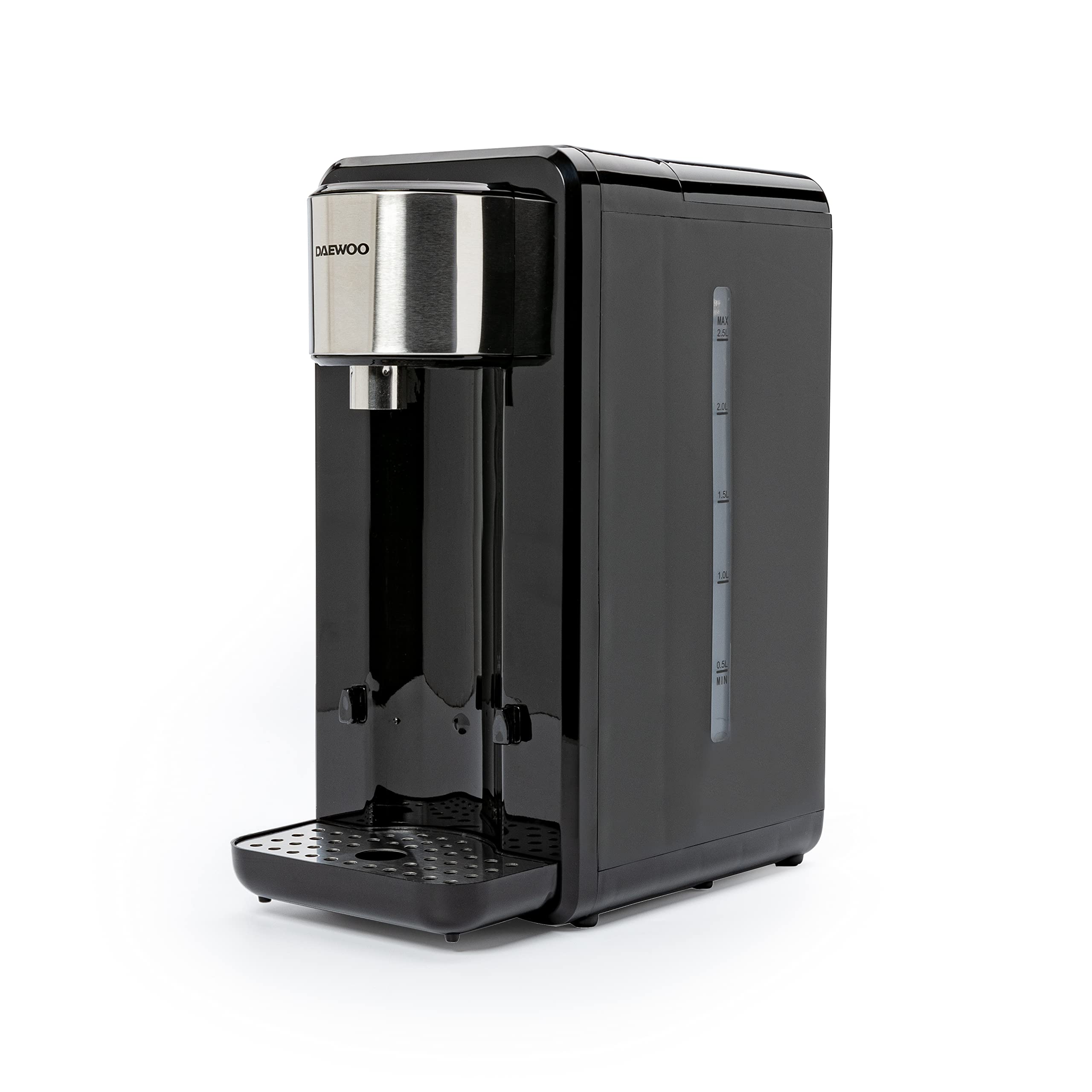 Daewoo DSWK40AT - Distributeur d'eau chaude - Bouilloire instantanée - Grande capacité : 2,5 litres - 2200-2600 Watt - Eau chaude en 5 à 10 secondes - Bac d'égouttage amovible - Noir