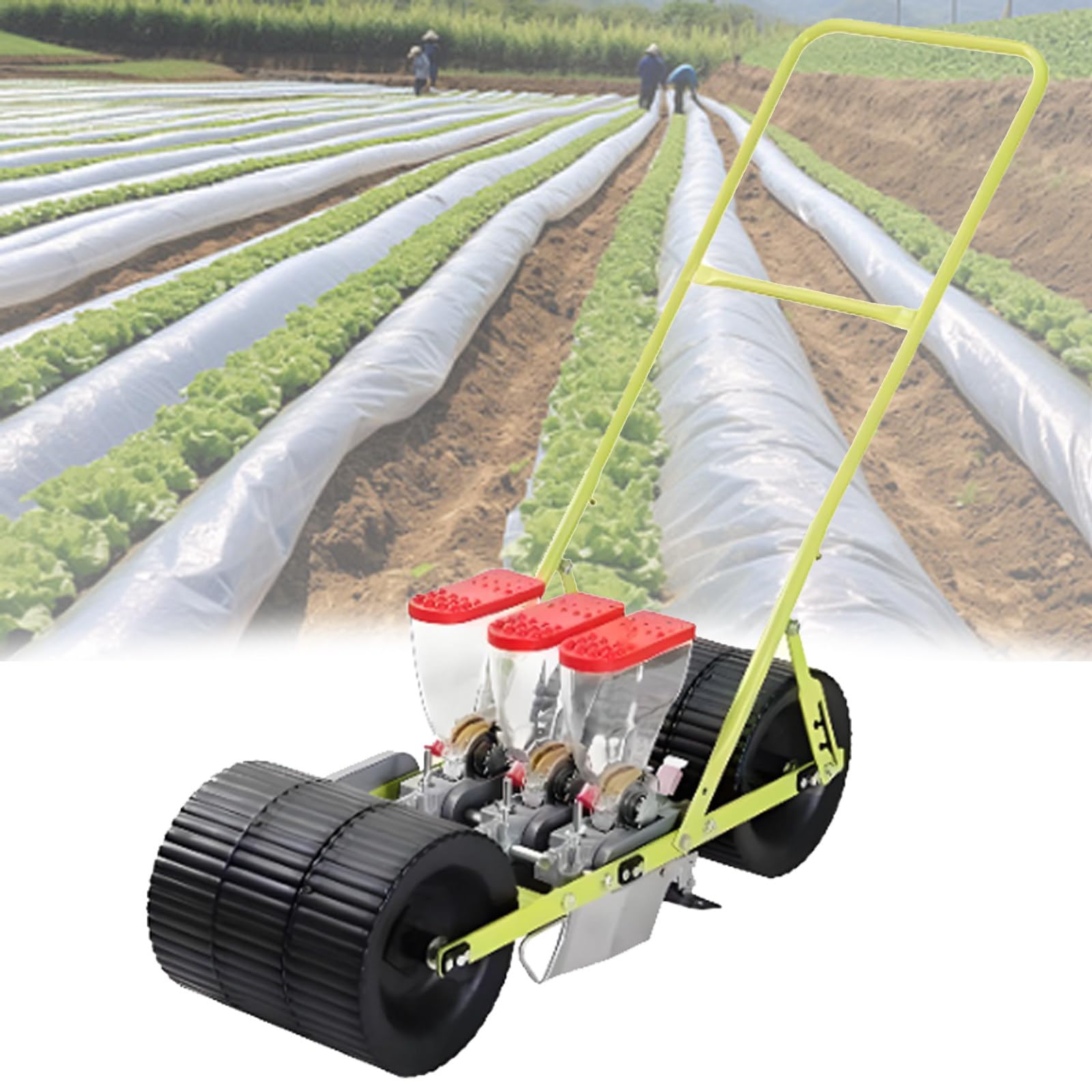 Semoir de précision à 6 rangées, espacement réglable des rangées pour graines de 2 à 10 mm, épinard, épinard, carotte, semoir manuel pour maïs, poireau, épinards, carottes – Plantation efficace de
