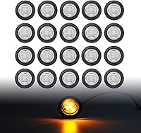 Vista 15 de TMH Luces indicadoras de marcador lateral ámbar de 1-1/4 pulgadas, redondas, 6 luces LED de bala transparente para camión, autobús, caravana
