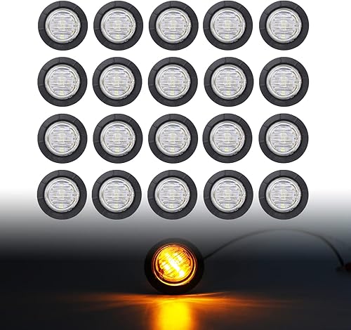 Miniatura 15 de TMH Luces indicadoras de marcador lateral ámbar de 1-1/4 pulgadas, redondas, 6 luces LED de bala transparente para camión, autobús, caravana