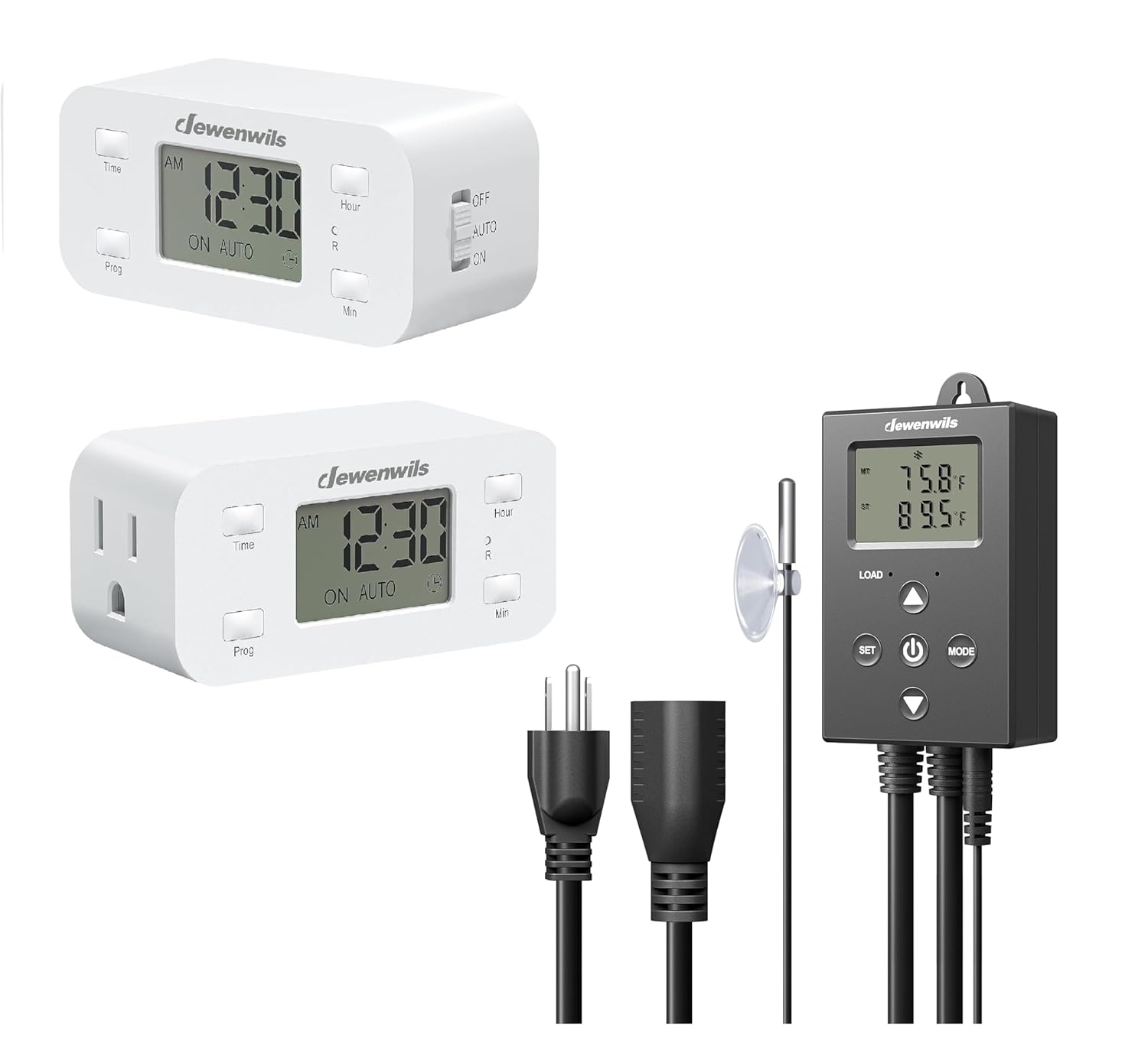 DEWENWILS 2 Pack 24 Hour Programmable Digital Timer Outlet, Digital Temperature Controller