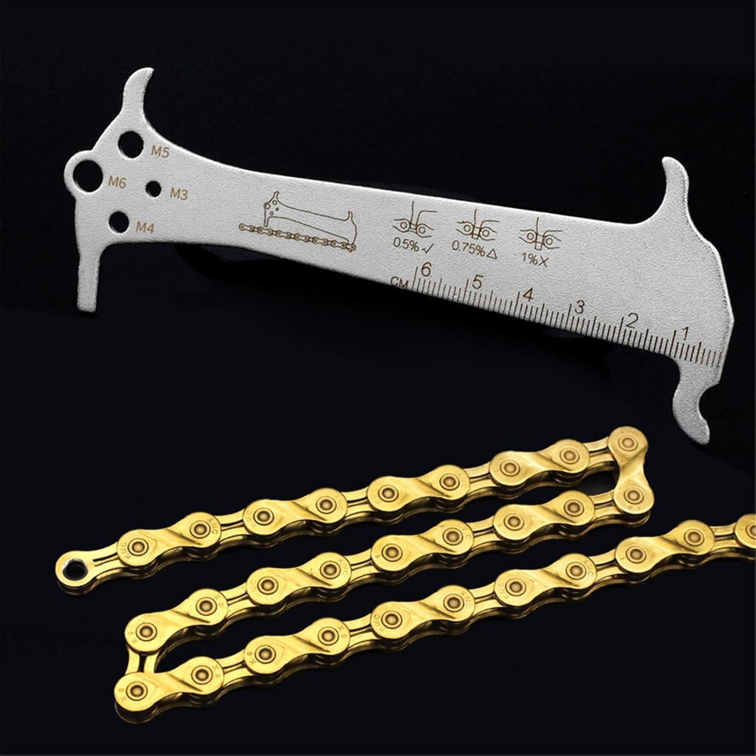 Simple Bicycle Chain Measuring Ruler Chain Stretch Detection Maintenance Caliper Gauge Wear Tool Gauge