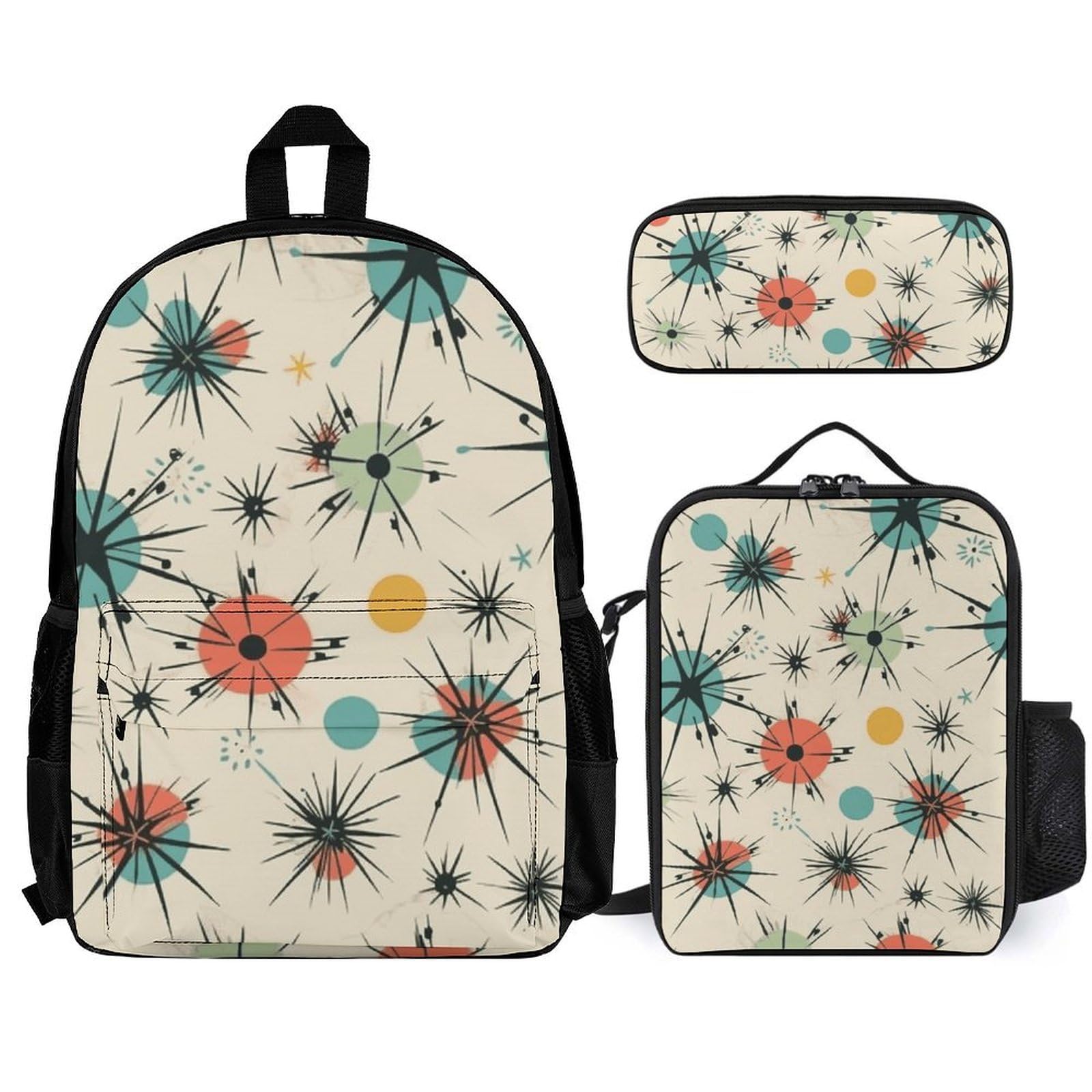 Sac à dos rétro Atomic Stars blanc idéal pour voyage et ordinateur