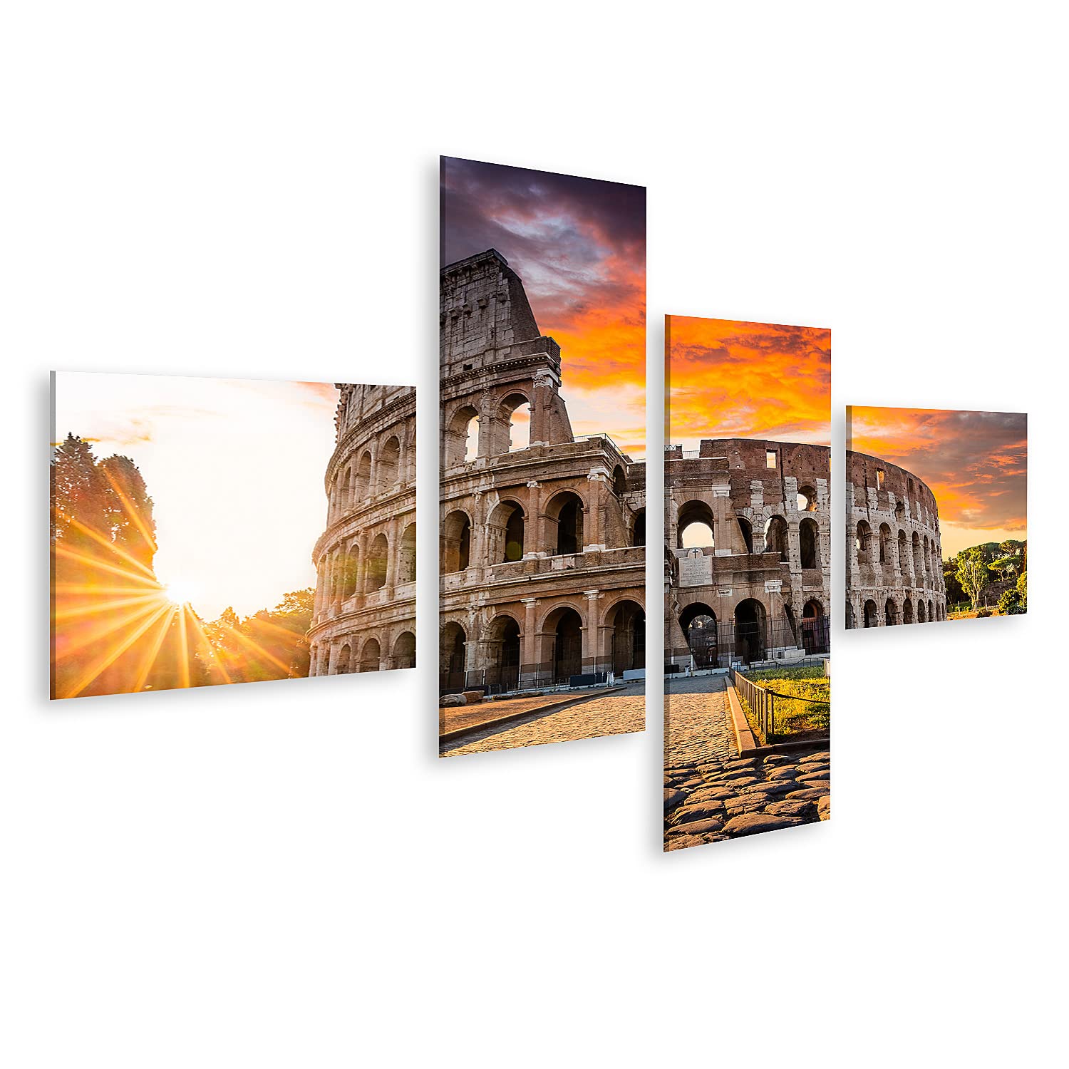 islandburner Tableau sur Toile Rome Italie Lever du Soleil Colisée Été Voyage Rue Ville Vacances Paysage Urbain Cadre Affiche Poster Murale Tableaux