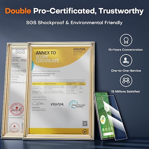 Miniatura 5 de TOCOL Paquete de 3 protectores de pantalla de vidrio templado y protector de lente de cámara de vidrio, 10 unidades militares inastillables,