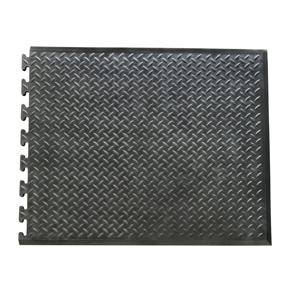 Rubber-Cal 03_146_WEB_EN "FootRest" Interlocking AntiFatigue Floor Mat, End Tile, 1/2" x 28" x 31"