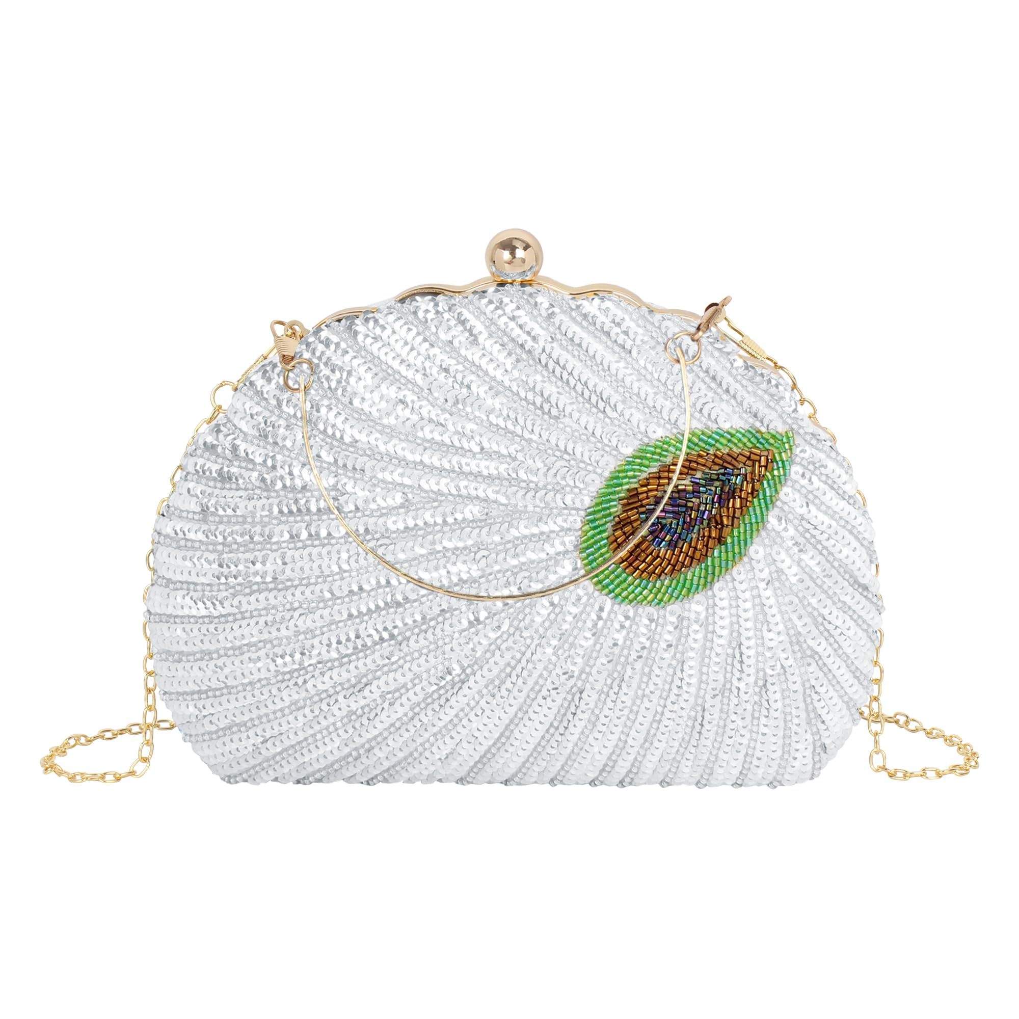 Women Seashell Evening Bag Purse Mermaid Chain Strap Clutch Handbag Shoulder Bag