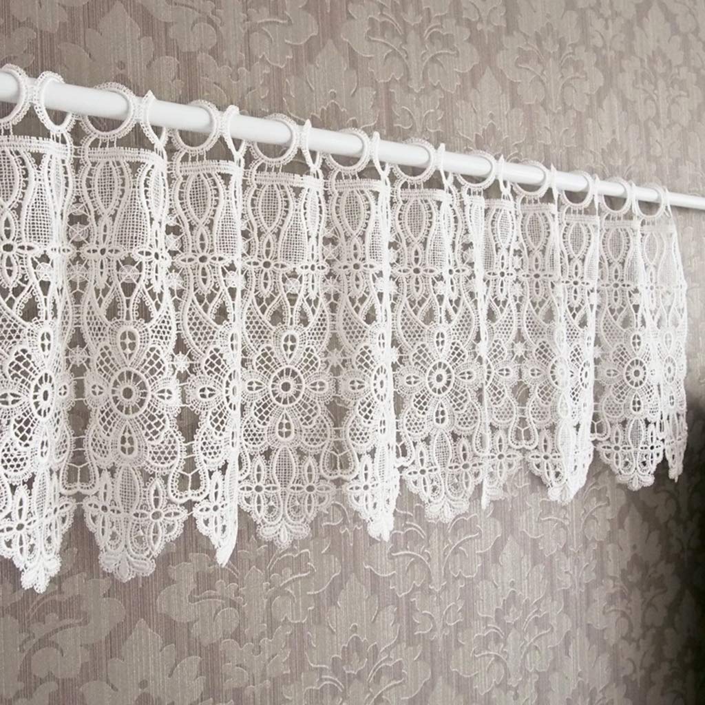 Voilages Dentelle Rideaux Courts Rideaux Style Maison de Campagne Bistrot Rideaux à Oeillets Rideaux de Fenêtre Rideaux de Porte avec Motif Floral Magnifiquement Décoré (L x H 250 x 30 cm