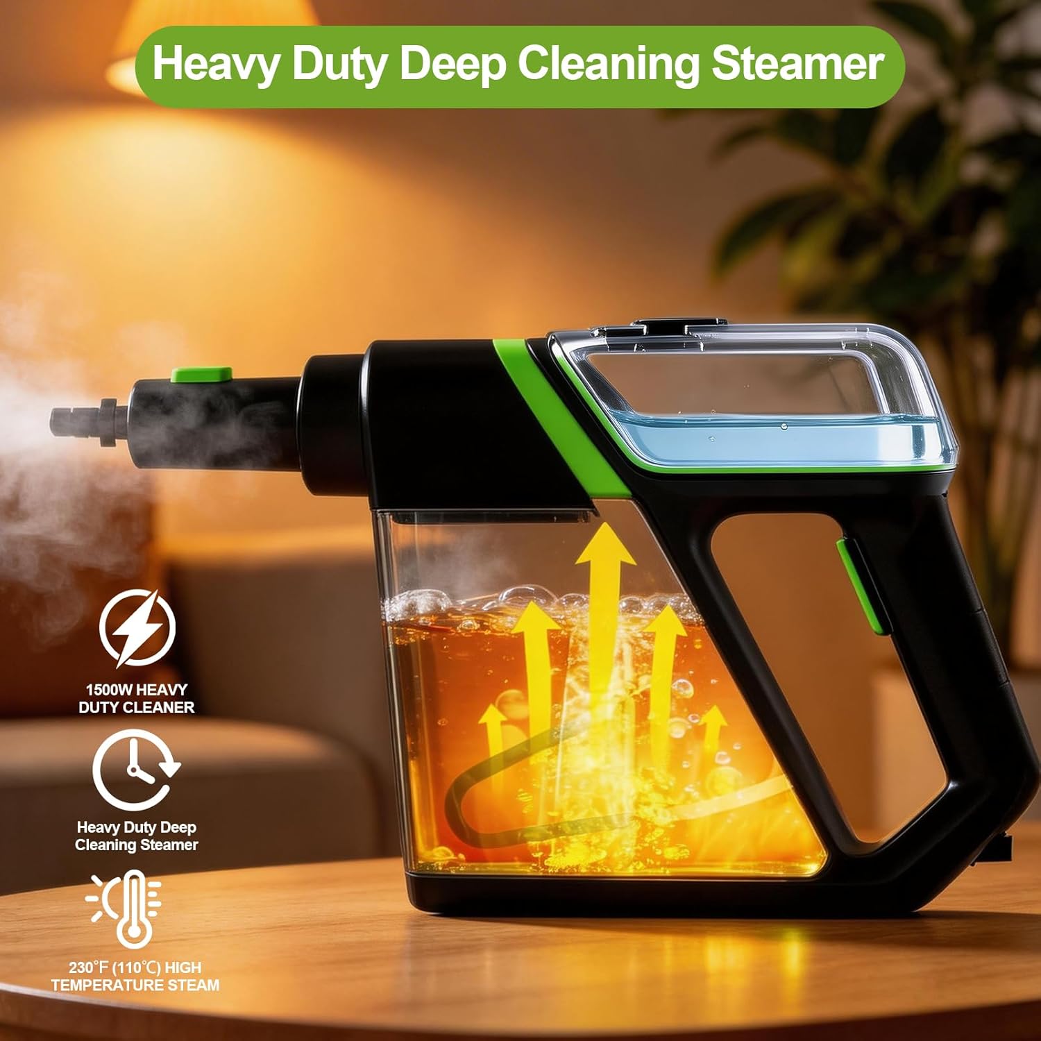 Handheld Steam Cleaner for Home, 10s Fast Heat Up Steamer, 1500W Portable Steam Cleaning with Dual Safety Lock.400ml Large Water Tank for Bathroom, Toilet, Kitchen, Grout, Window, Car