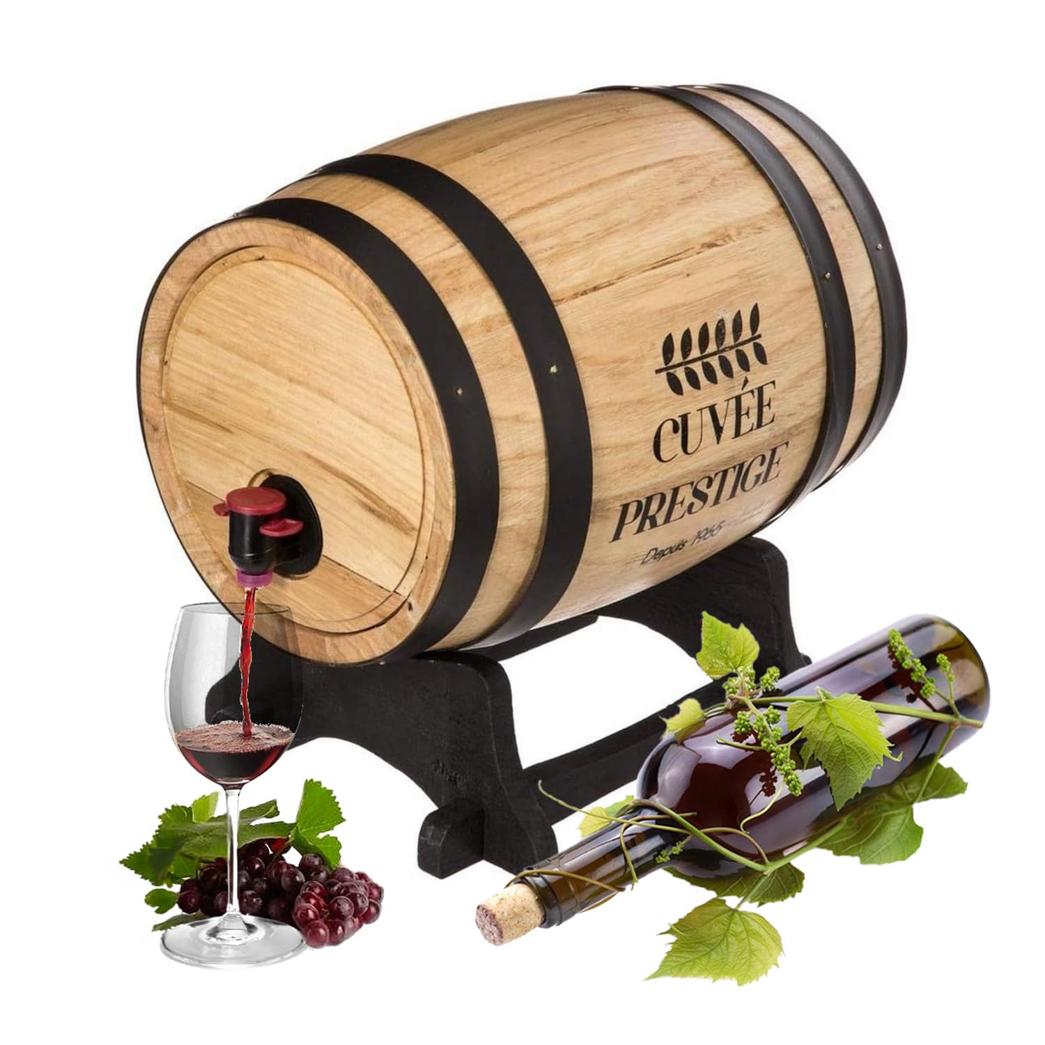 Avilia Dispensador de barril de madera de 5,5 l para vino de suelo, barriles de madera para decoración con grifo, elegante estilo vintage