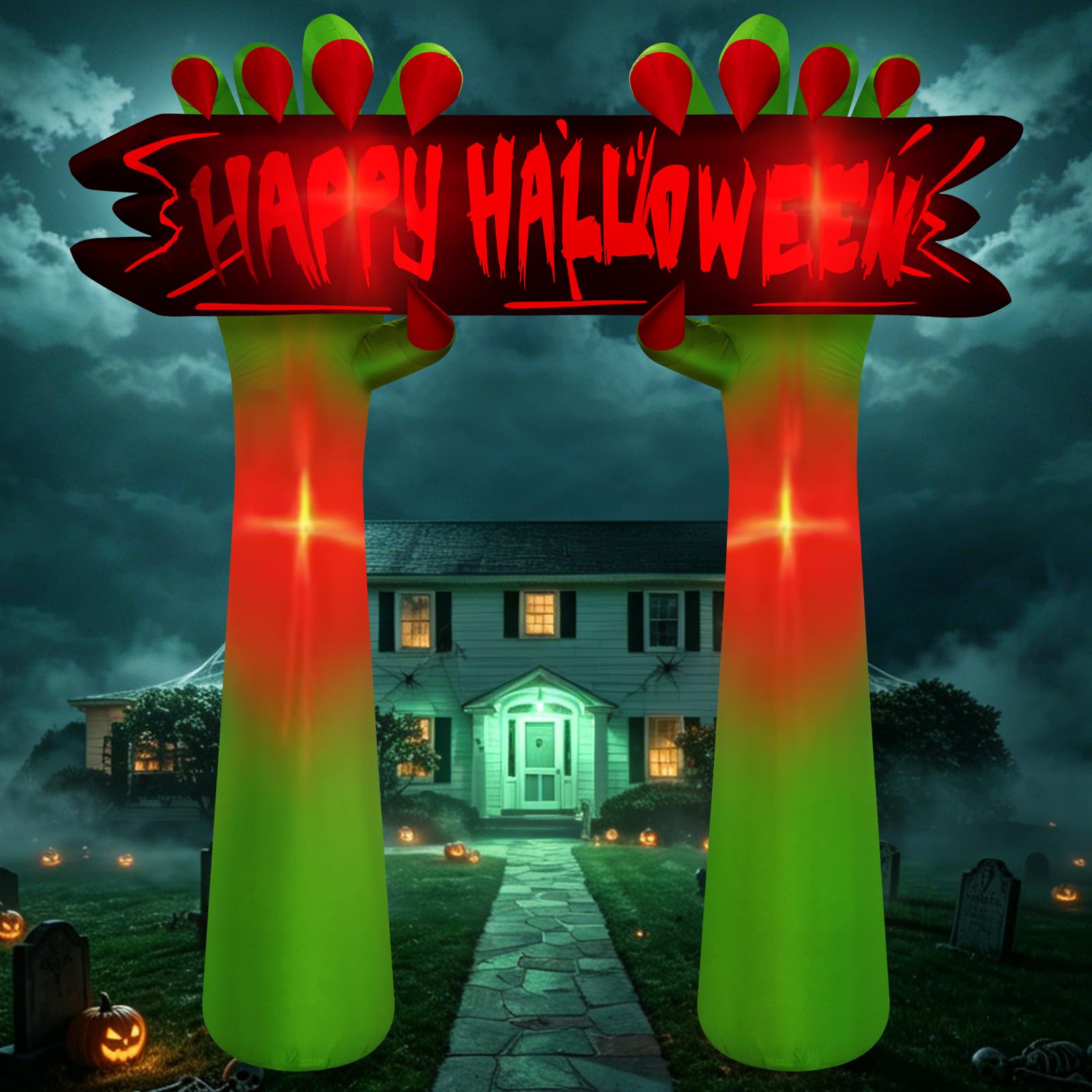 Danxilu 8FT Halloween Inflatable Archway Decoration with Red LED Lights