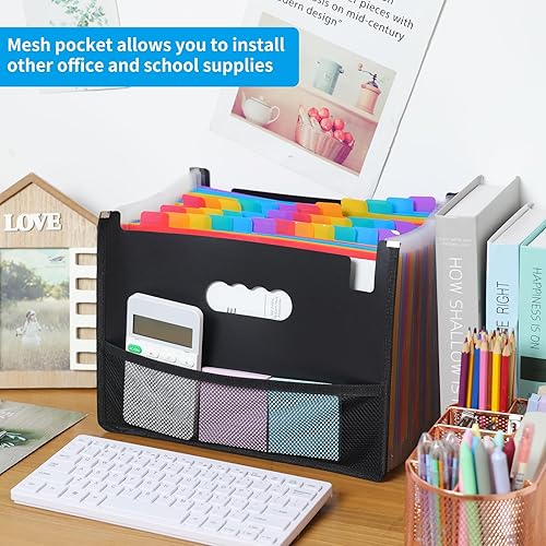 Miniatura 5 de EOOUT Carpeta de archivos expansible de 36 bolsillos, organizador de archivos de acordeón tamaño carta con borde de tela, gran capacidad para