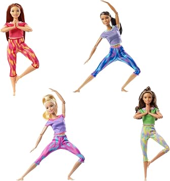 Barbie Made to Move Doll with 22 Flexible Joints & Long Blonde Ponytail Wearing Athleisure-wear for Kids 3 to 7 Years Old