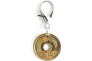 Lucky Coin Bag Clip Purse Charm Japanese 5 Yen Brass Key Ring