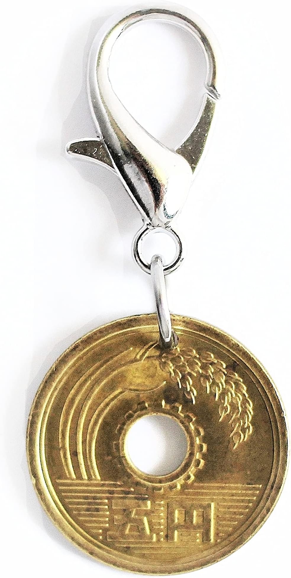 Lucky Coin Bag Clip Purse Charm Japanese 5 Yen Handmade Good Luck Key Ring