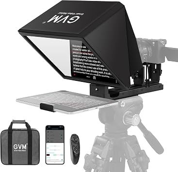 GVM 12 "Celeprompter for iPad Tablet Phone DSLR Camera، Collapible Teleprompter Kit with Installation Free Design، HD Refective Display، APP Remote Control، Carry Case، لتسجيل الفيديو