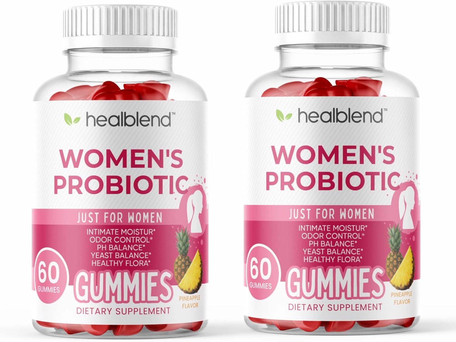 healblend Women’s Probiotic Gummies – Supports Intimate Health, Odor Control, pH & Yeast Balance, Digestive & Immune Support – Daily Probiotic Supplement for Women - Pineapple Flavor - 60 Count (2)