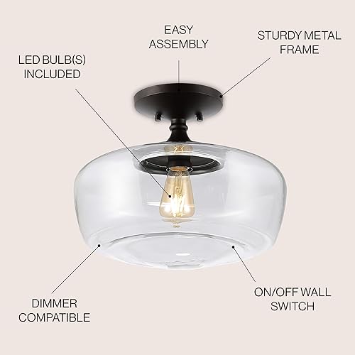 Miniatura 2 de JONATHAN Y JYL7517A Marfa - Plancha de vidrio de 14 pulgadas, moderna, LED, montaje empotrado, bohemio, cabaña, rústico, industrial, regulable, 2700