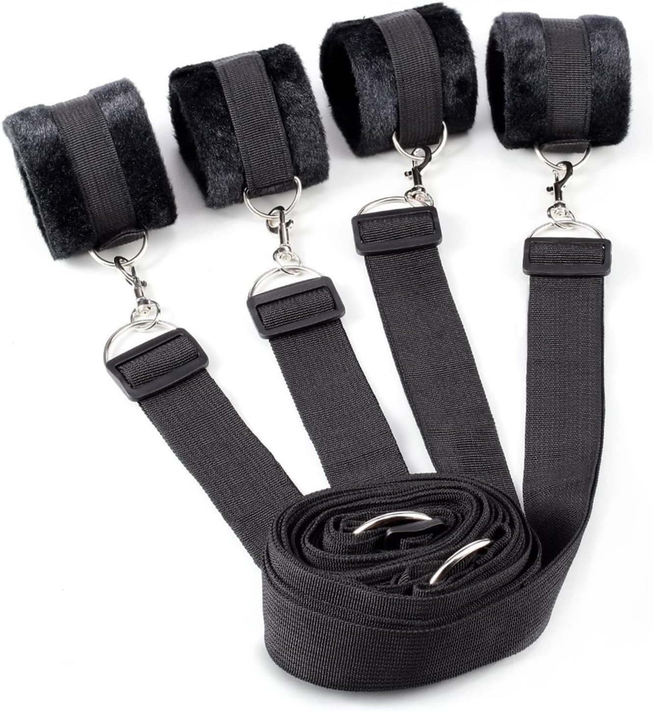 Ancoraggio del Letto con Cintura in Nylon Nero per Legare Mani e Piedi