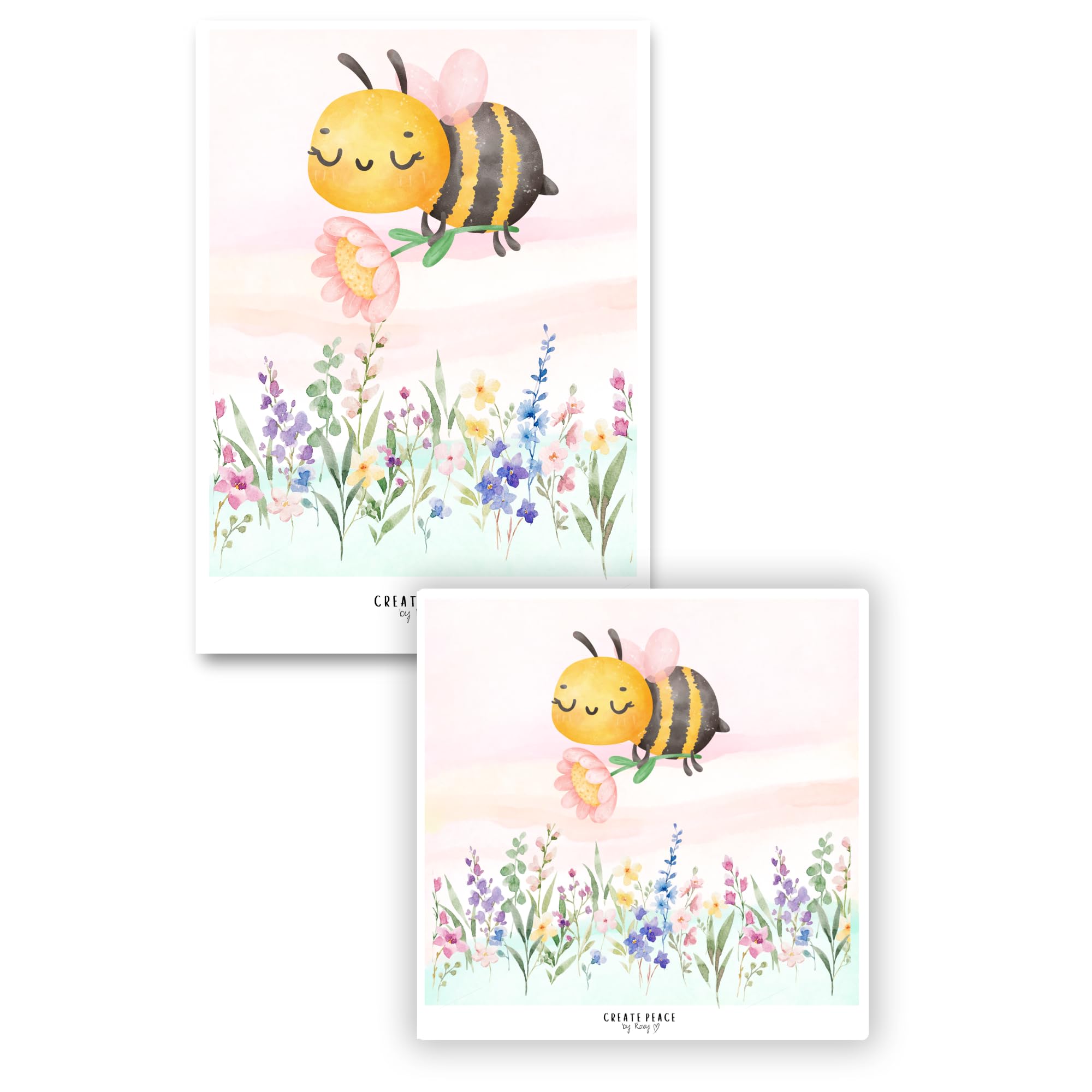 Set of 2 Laminated Colouring Book Page Protectors. Stops Bleed Through. Free Alcohol Cleaning Wipes Included! (Bumble Bee)