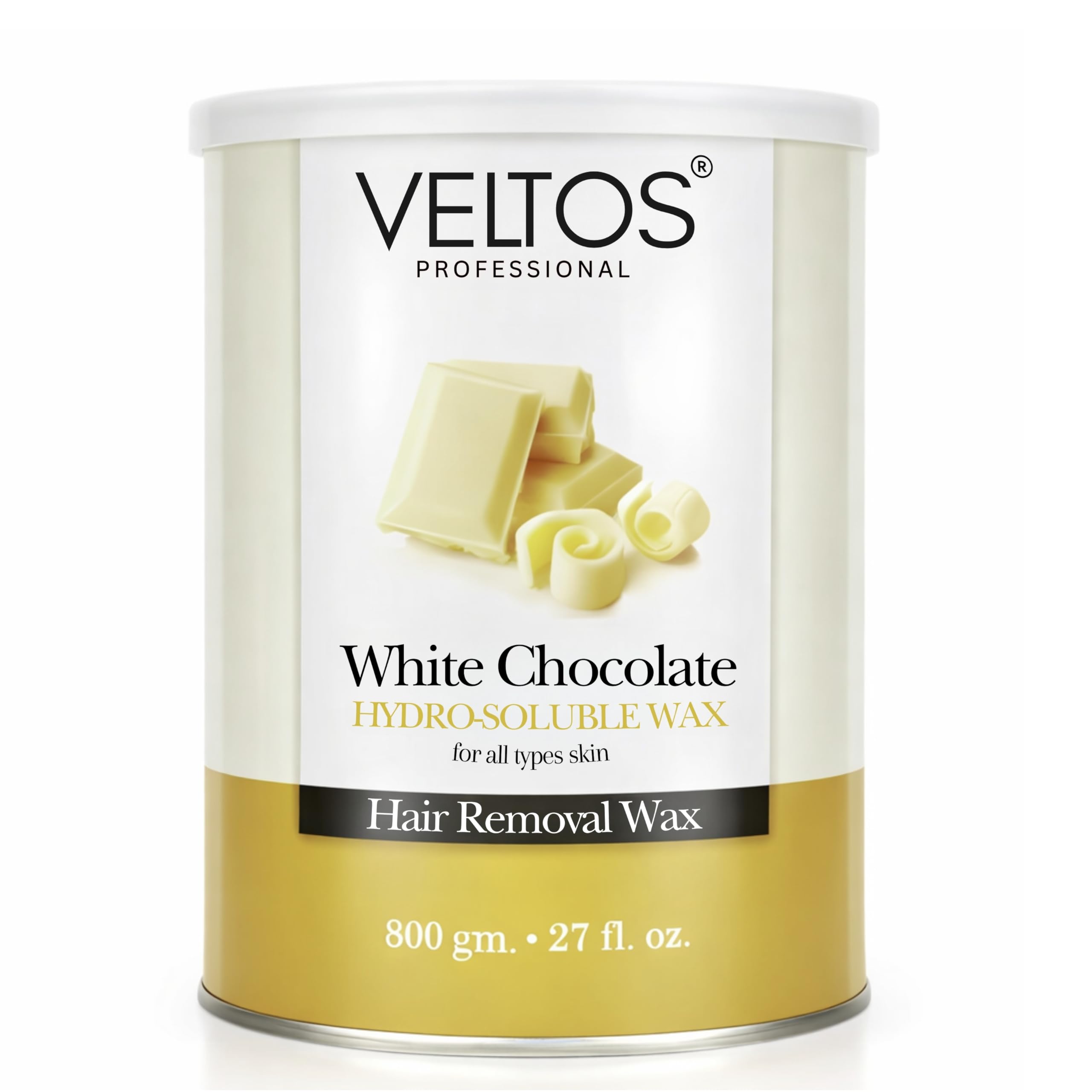 Veltos Professional White Chocolate Hydro Lipodoluble Wax 800ml Jar for Hands & Legs (Removes All Unwanted Hair Easily)