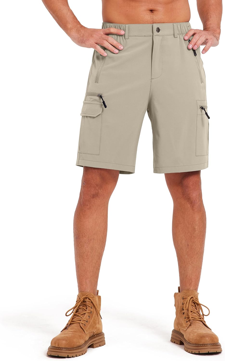 Mens Hiking Cargo Summer Shorts 9" Quick Dry Lightweight Outdoor Fishing Golf Casual Elastic Waist Loose Fit 6 Pocket - Image 4