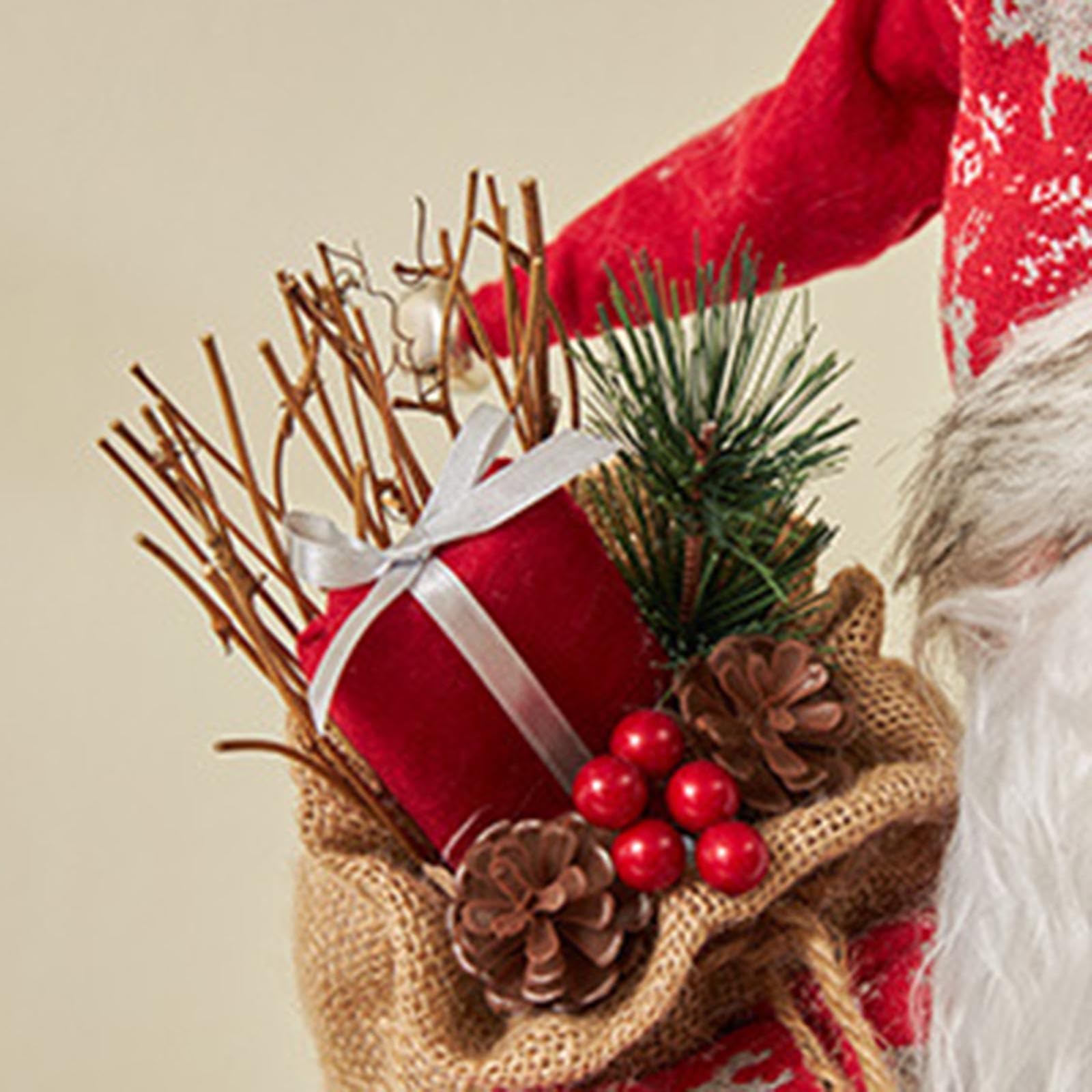Santa Figur Weihnachtsdeko Puppe Stehend mit Traditionellem Mantel Und Stiefeln Aus Hochwertigem Material für Kamin Esstisch Außenbereich Neujah, 60cm