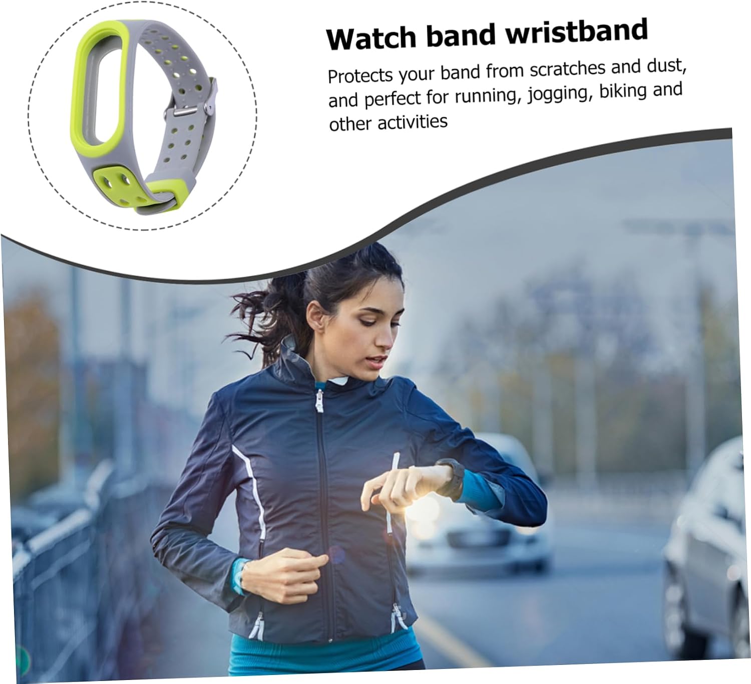 Angoily 2pcs Silicone Sports Watch Band for Two-color Wrist Strap Comfortable Fit for Daily Wear Sports Fashionable Occasions