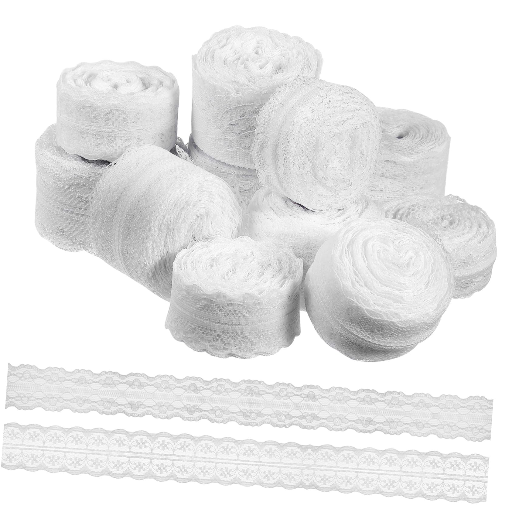 12rollos Cinta De Encaje Blanca Cintas De Encaje Para Manualidades Para Flores y Envolver Regalos