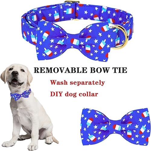 Miniatura 63 de Collar de perro con bandera estadounidense con pajarita, collar patriótico para perros pequeños, medianos y grandes, talla XS