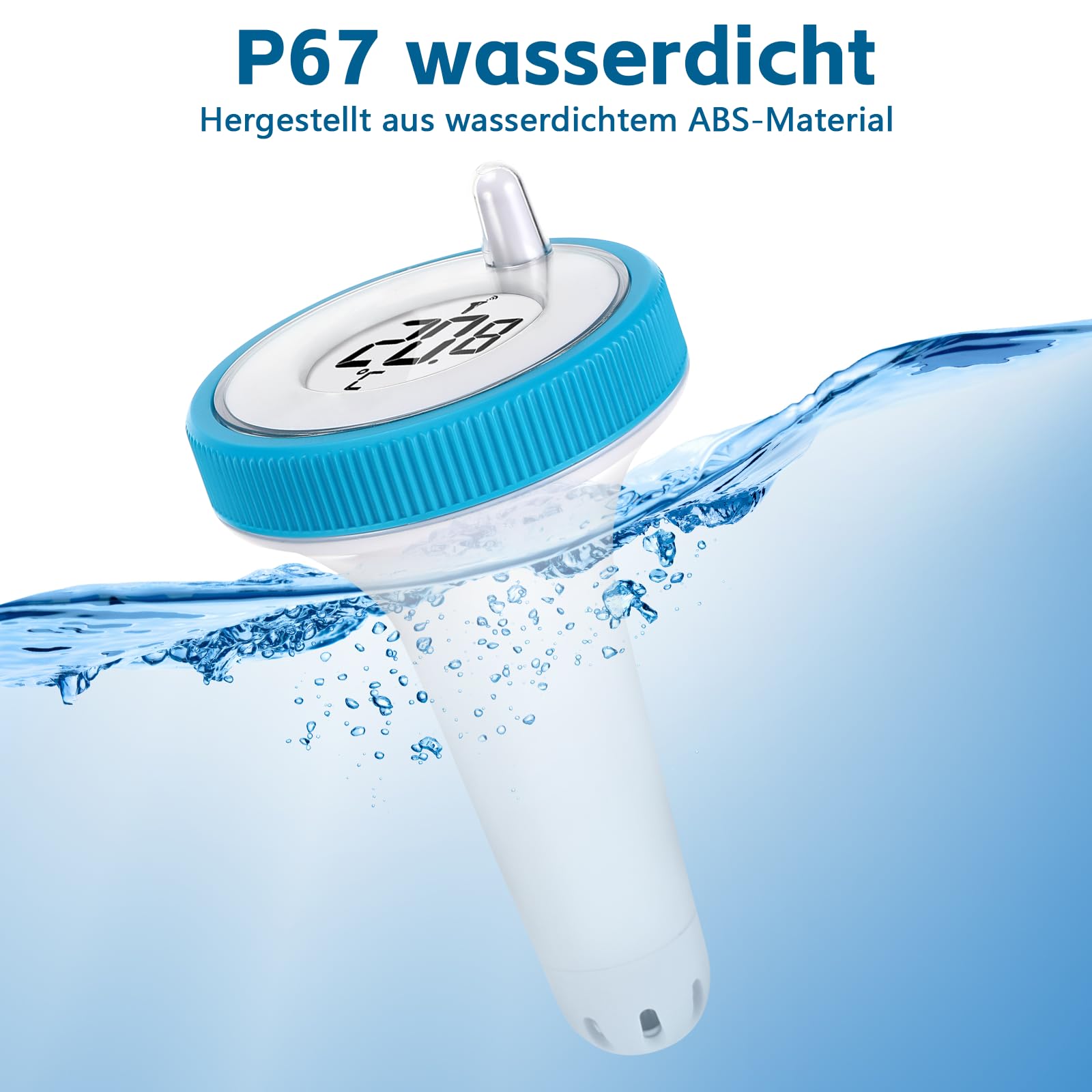 Thermomètre de Piscine Connecté Sans Fil IP67 Flotter Bleu