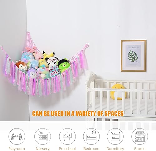 Miniatura 5 de Hamaca de red bohemia de almacenamiento de animales de peluche de macramé para animales de peluche con red ligera para mascotas para animales de