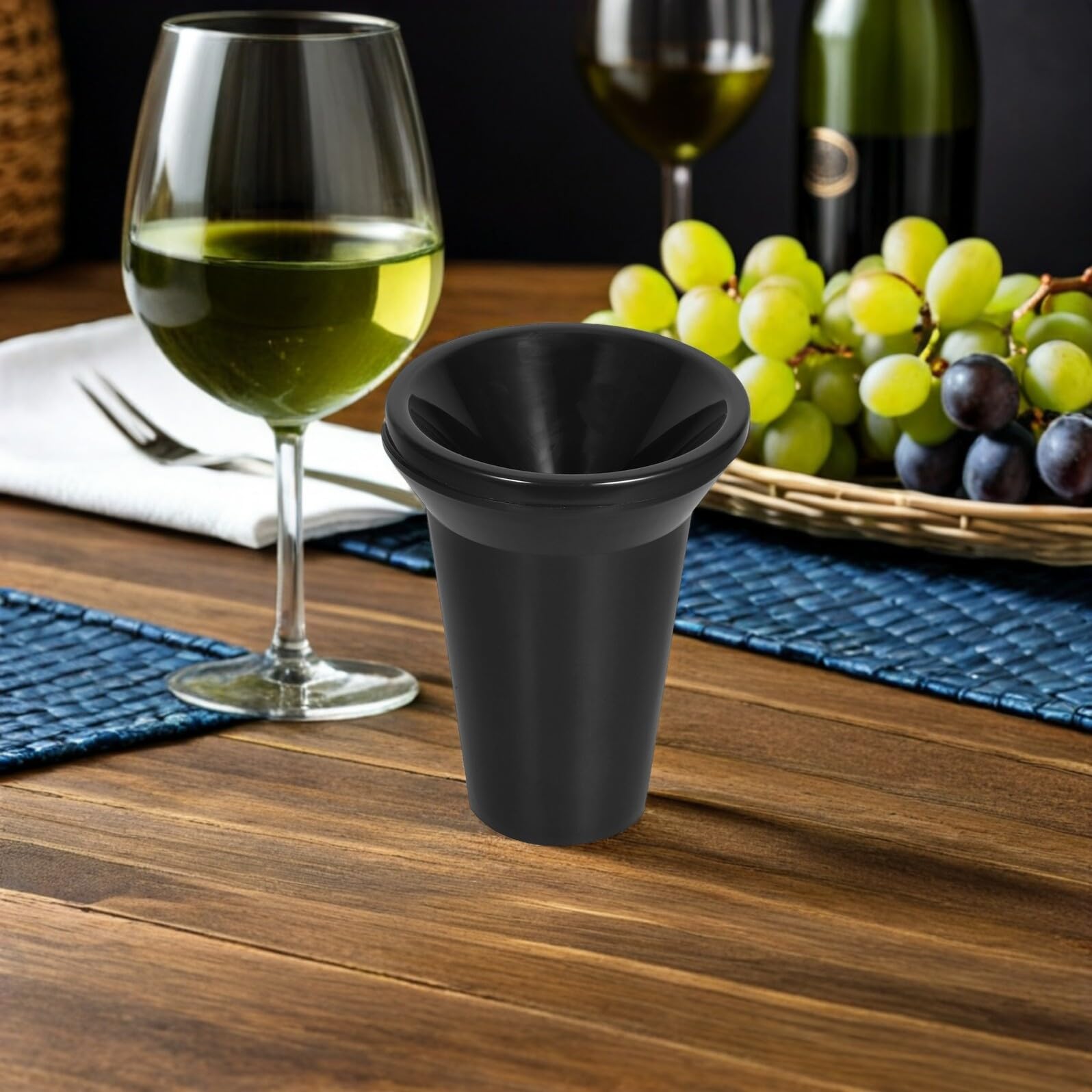 2 Cubos Resistentes y Reutilizables de Escupidera para Cata de Vinos con Tapa Extraíble en Plástico PP Negro Ideales para Degustaciones y Eventos en Casa