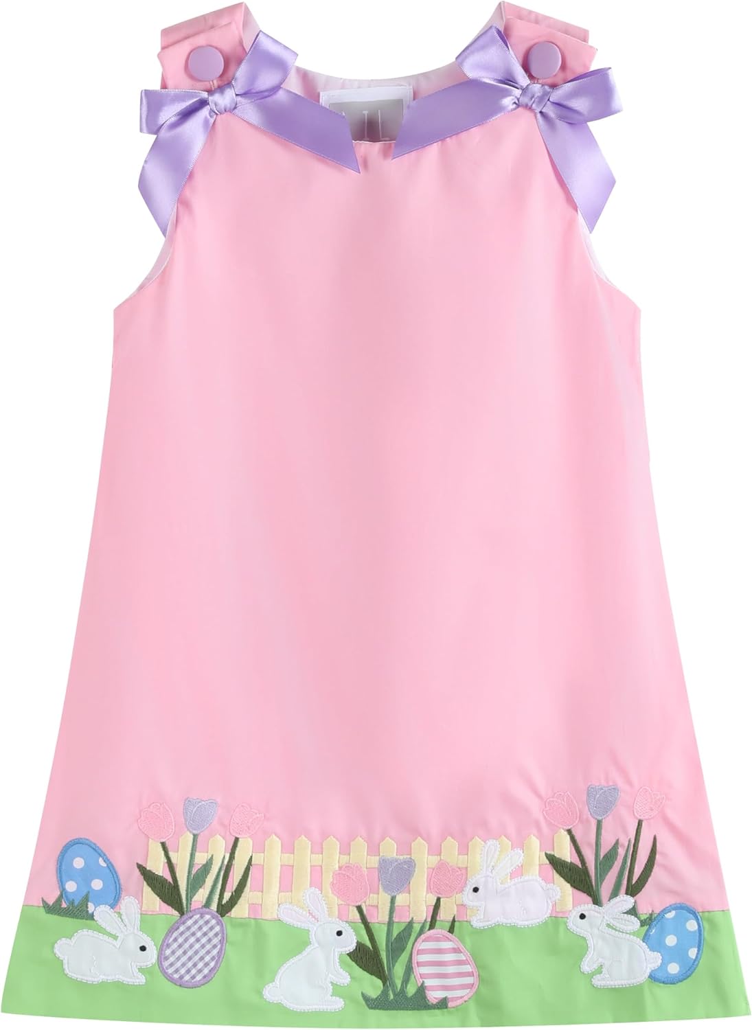 Lil cactus Baby Girls Applique A-Line Dress Cotton Bunny Garden Barnyard Toddler Spring Summer Outfit with Bows Gift Wear