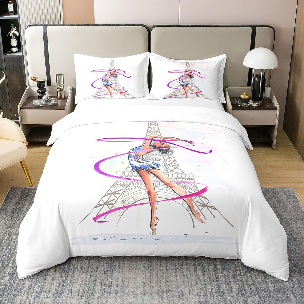 Literie gymnastique sportive en coton 240x260 parure de lit Paris fille