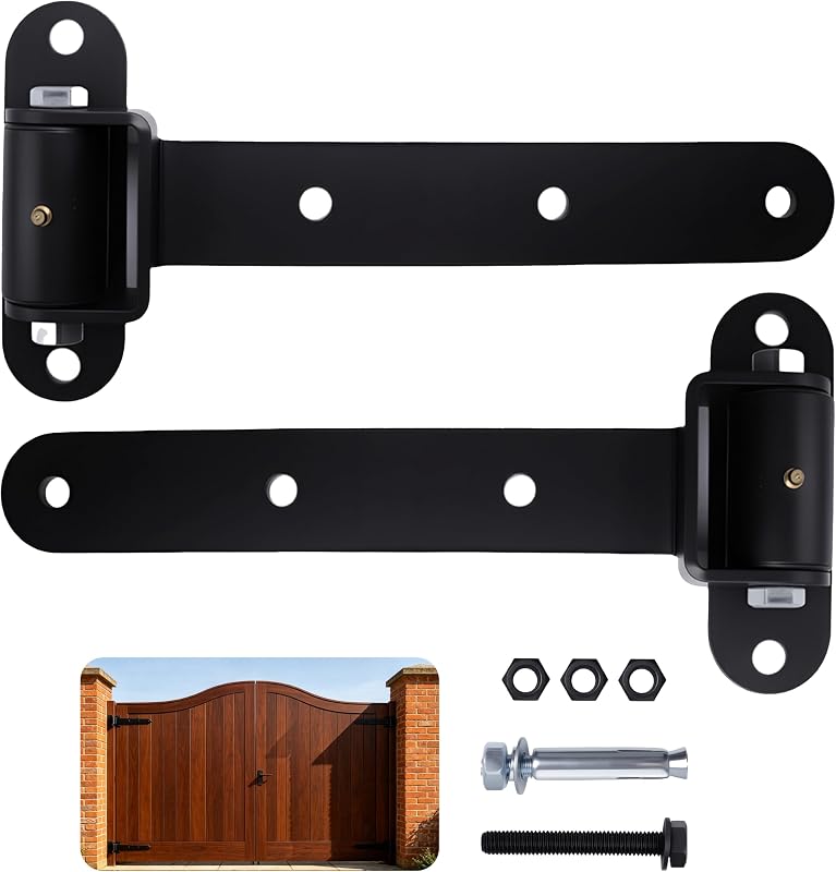 13 inch Heavy Duty Gate Hinges, Max Load 1000 Lbs(Carbon Steel) | 180° Opening Built-in Ball Bearing Hinge, Face Mount Bolt on or Weld on Gate, Matte Black Frosted Finish, 2PCS