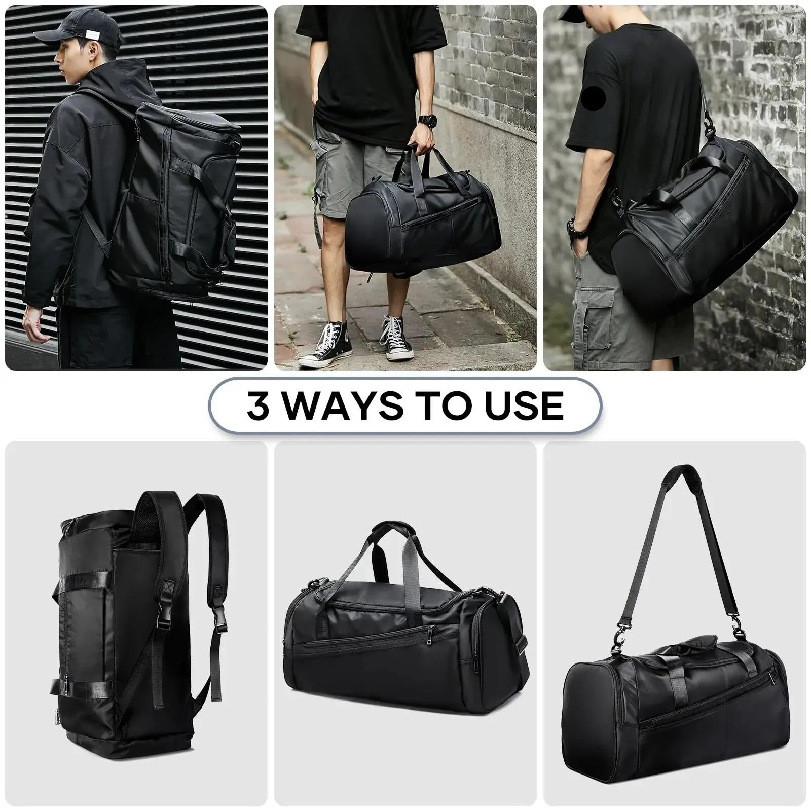 Borsone da Viaggio Borsa da palestra sportiva Borsone viaggio con scomparto for scarpe for uomo Donna pieghevole leggero 40 litri allenamento