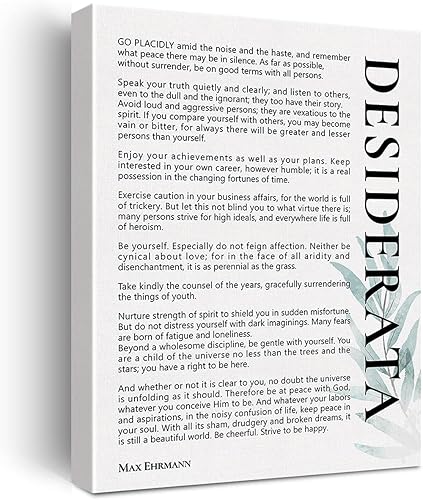 Lienzo inspirador para pared, diseño motivacional de Desiderata, lienzo de literatura positiva, pintura en lienzo para oficina, hogar, decoración de