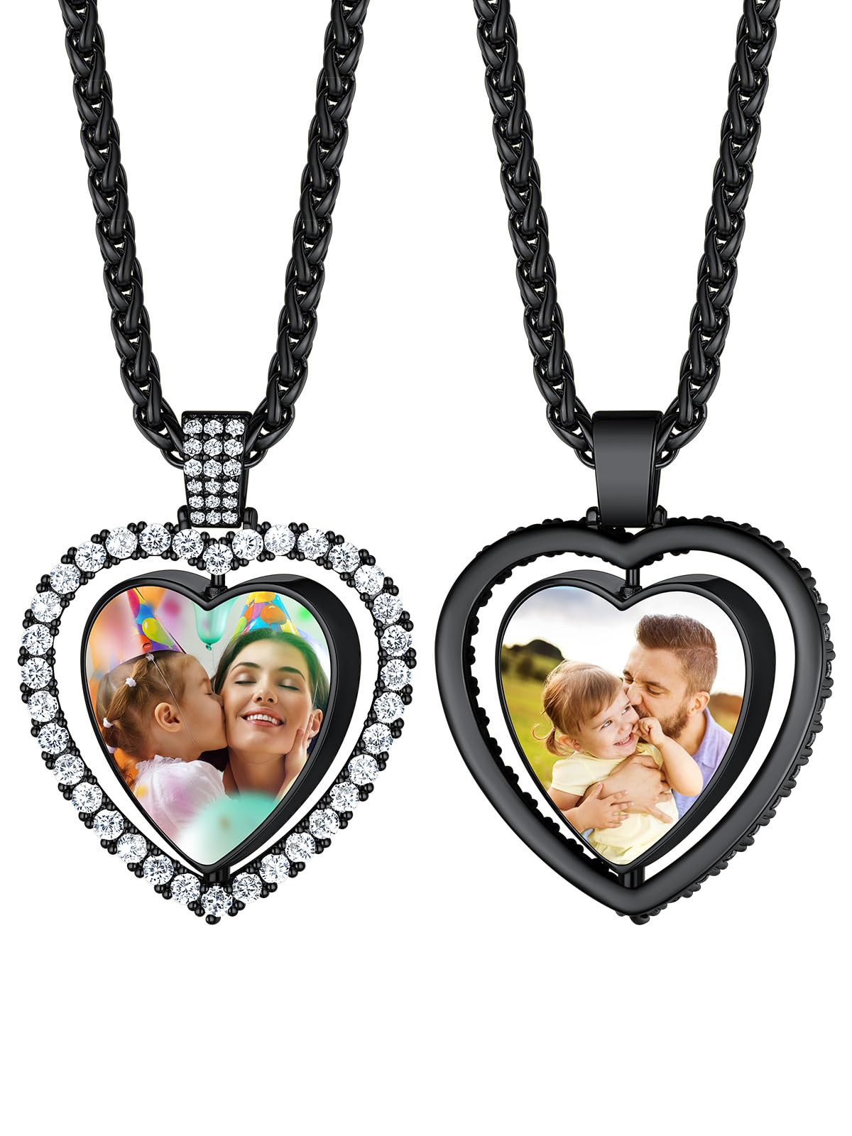 Custom4U Picture Necklace Personalized Photo Circle Chain for Men Women