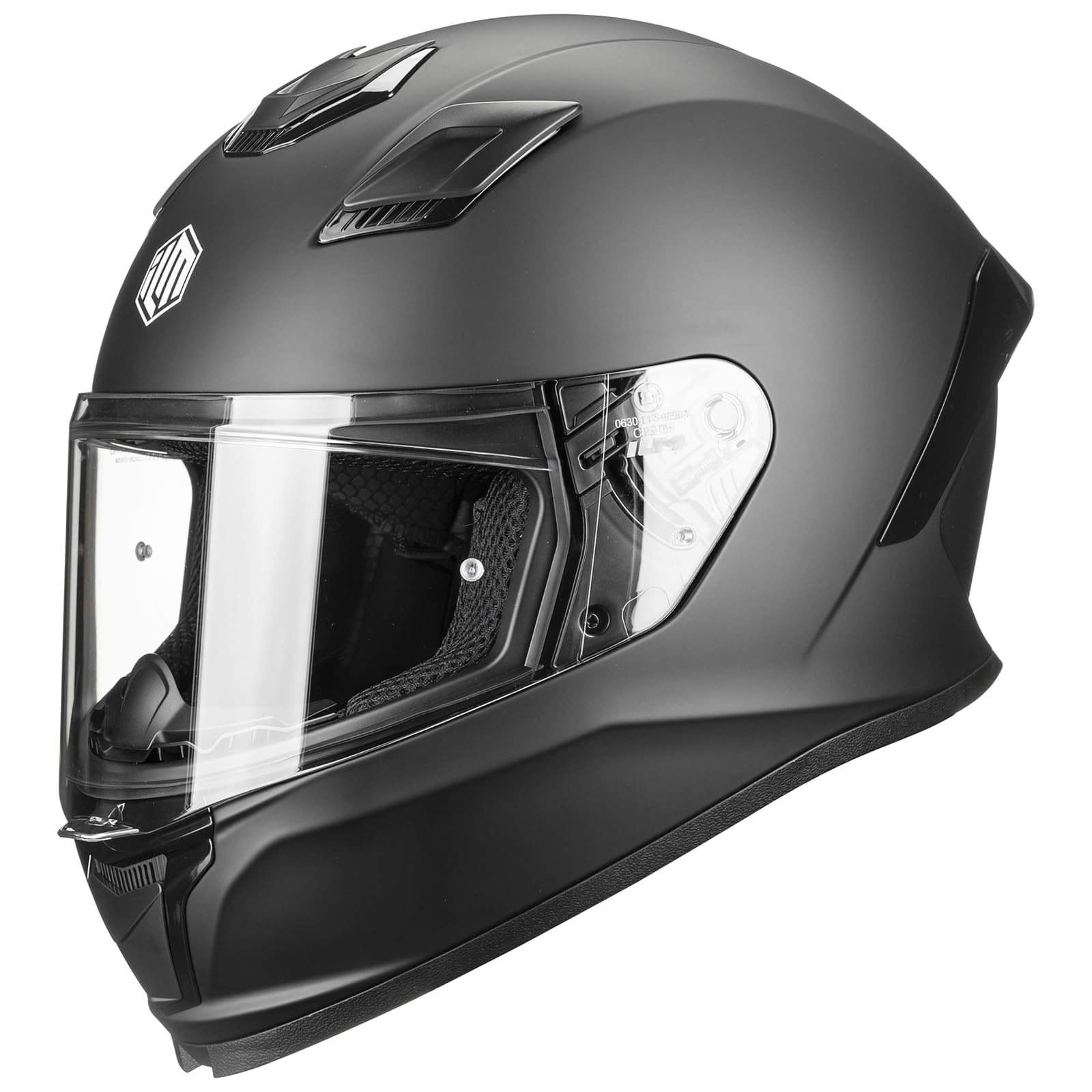 ILM Kask motocyklowy integralny kask motocyklowy dla mężczyzn, kobiet, ECE 22.06 z wizjerem, pasuje do modelu Pinlock F607, matowa czerń, rozmiar M