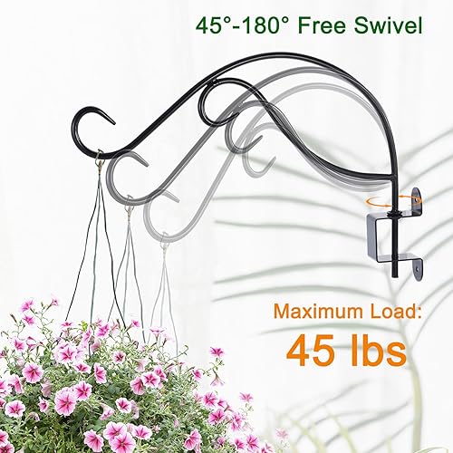 Miniatura 3 de uxcell Swivel Hanging Plant Bracket - Hand-Forged Plant Hook 15.7 Inches Swivel Plant Hanger for Hanging Bird Feeders, Wind Chimes, Flower Baskets