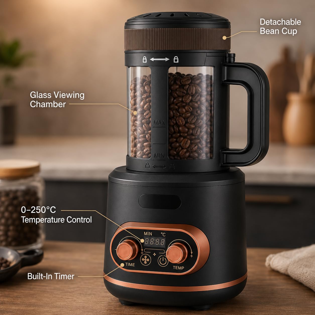 Macchina elettrica del controllo della temperatura del torrefattore 300g del caffè 2400W
