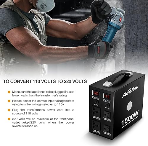 Miniatura 7 de AEOLISS Convertidor de voltaje Transformador de 110 V a 220 V220 V a 110 V Convertidor de voltaje universal internacional de Estados Unidos a Europa