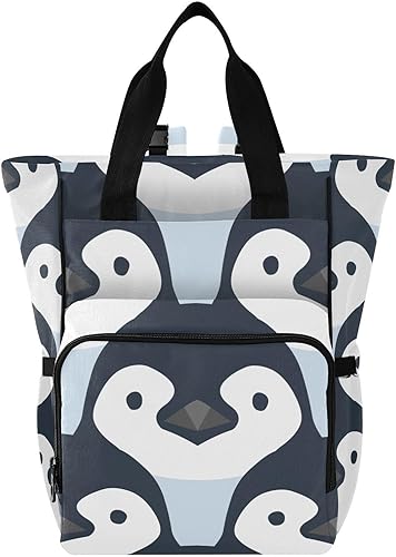 Miniatura 1 de Mochila de pañales de pingüino de dibujos animados para bebés, niños y niñas, multifunción para bebés, bolsa de viaje con correas para cochecito y