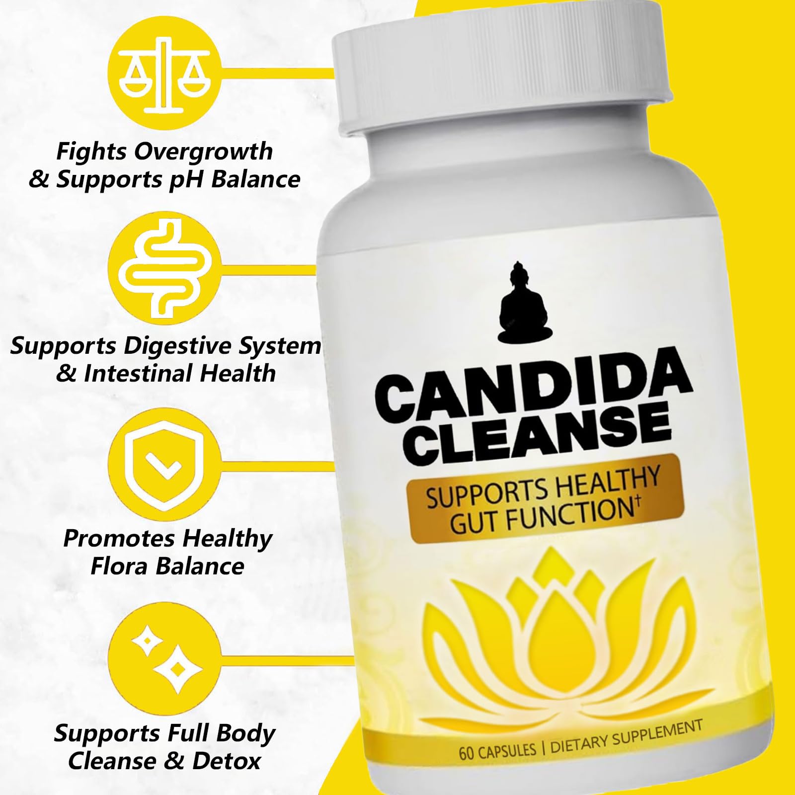 Candida Cleanse - Gut & Colon Support, Natural Herbal Formula, Include Oregano Leaf, Wormwood, Black Walnut, Caprylic Acid-1, 60 Capsules (2) — Amazon image 4