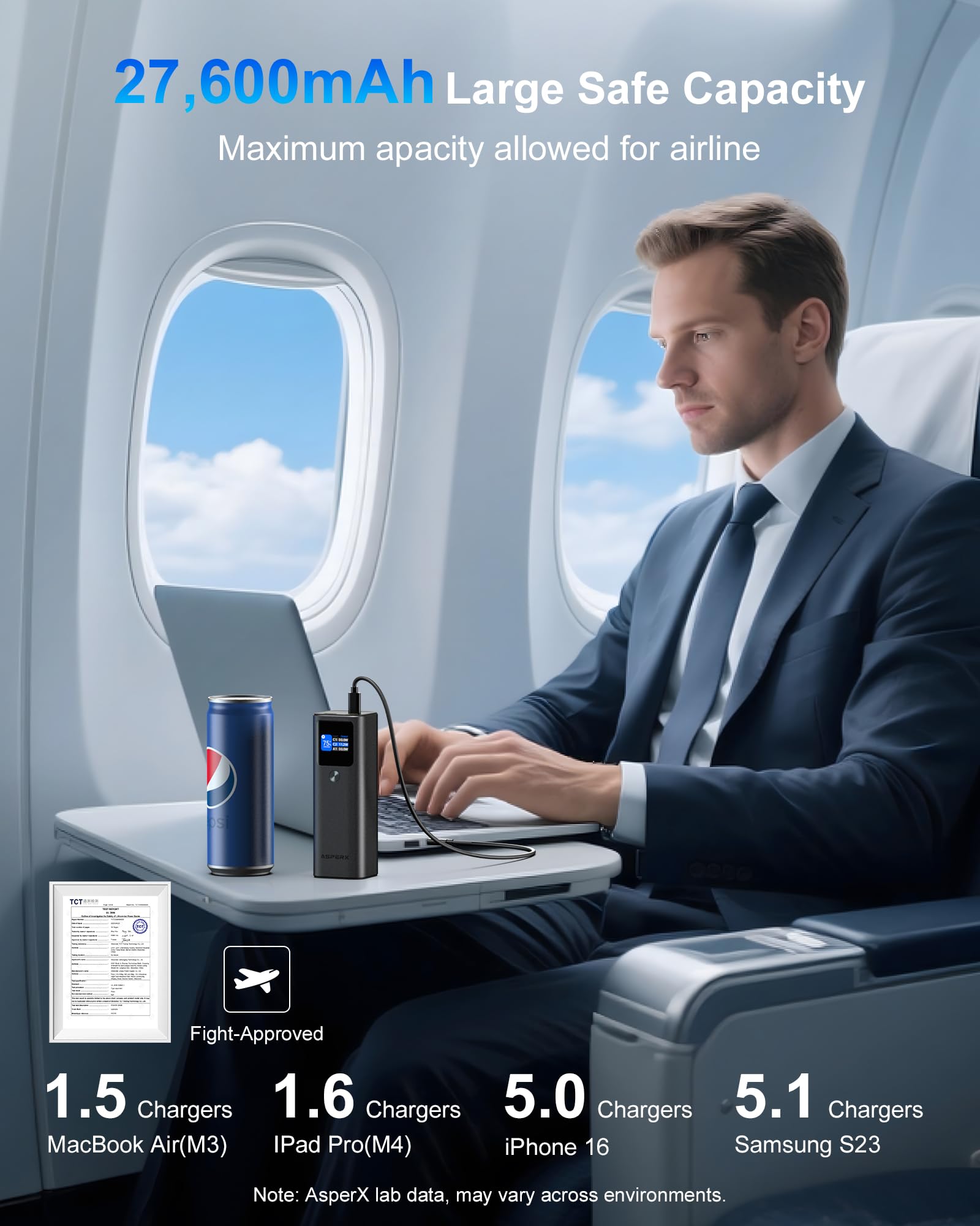 Batería Externa portátiles,27600 mAh 140 W Carga rápida PD3.1 USB-C,batería Externa aleación de Aluminio para teléfono con Pantalla TFT,Paquete de baterías para MacBook,Tableta, iPad, iPhone 16/15