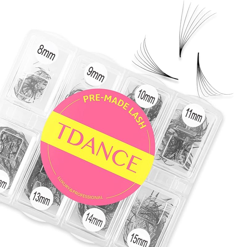 TDANCE 600 Leques Prontos para Extensão de Cílios, Mistos, Curvatura C/D, 5D-24D, 0,07, 8-15 mm