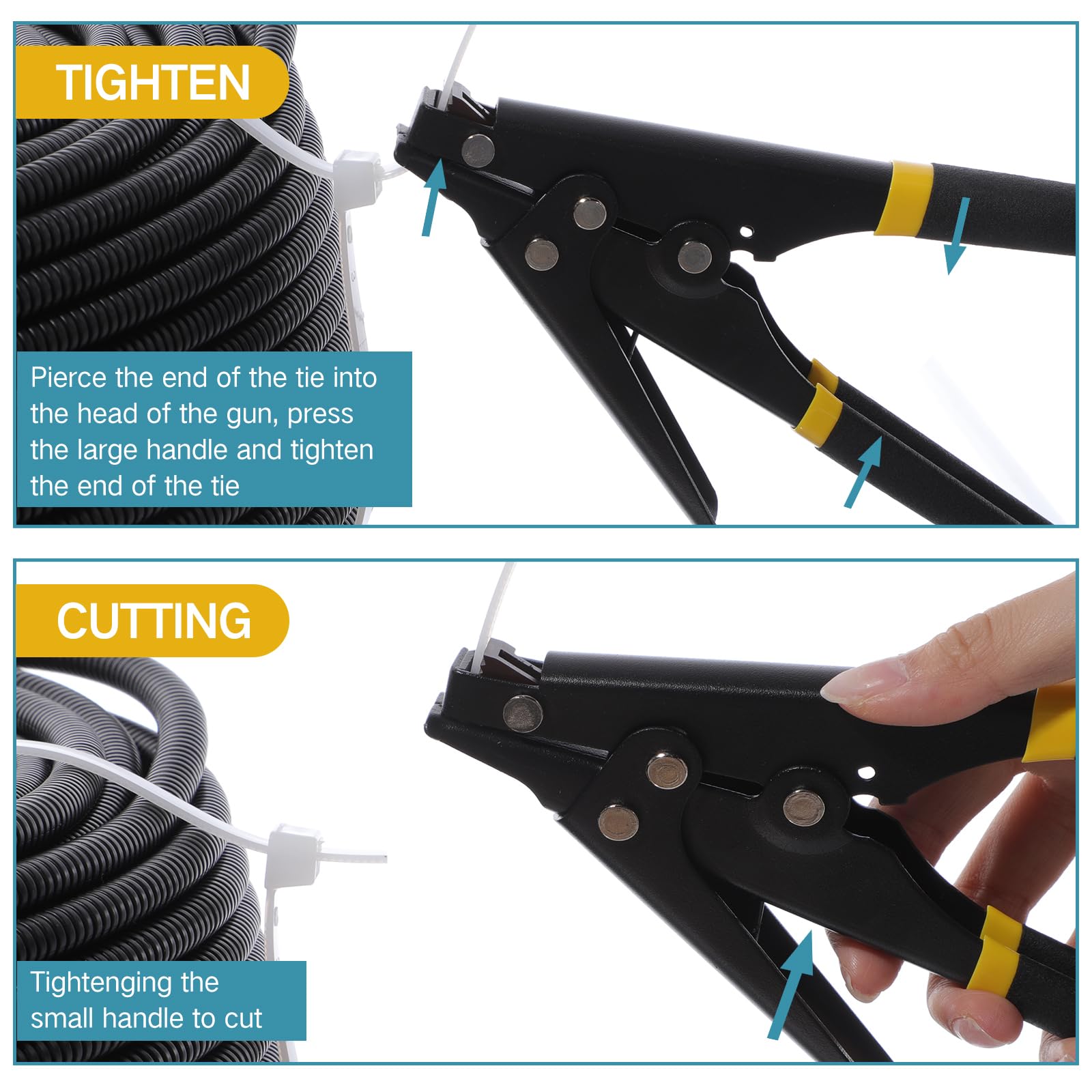 Shappy 4 herramientas de amarre de cremallera y herramienta cortadora de cables tensores para cortar 7.67 pulgadas para plástico o nailon de ancho de 0.09 a 0.35 pulgadas